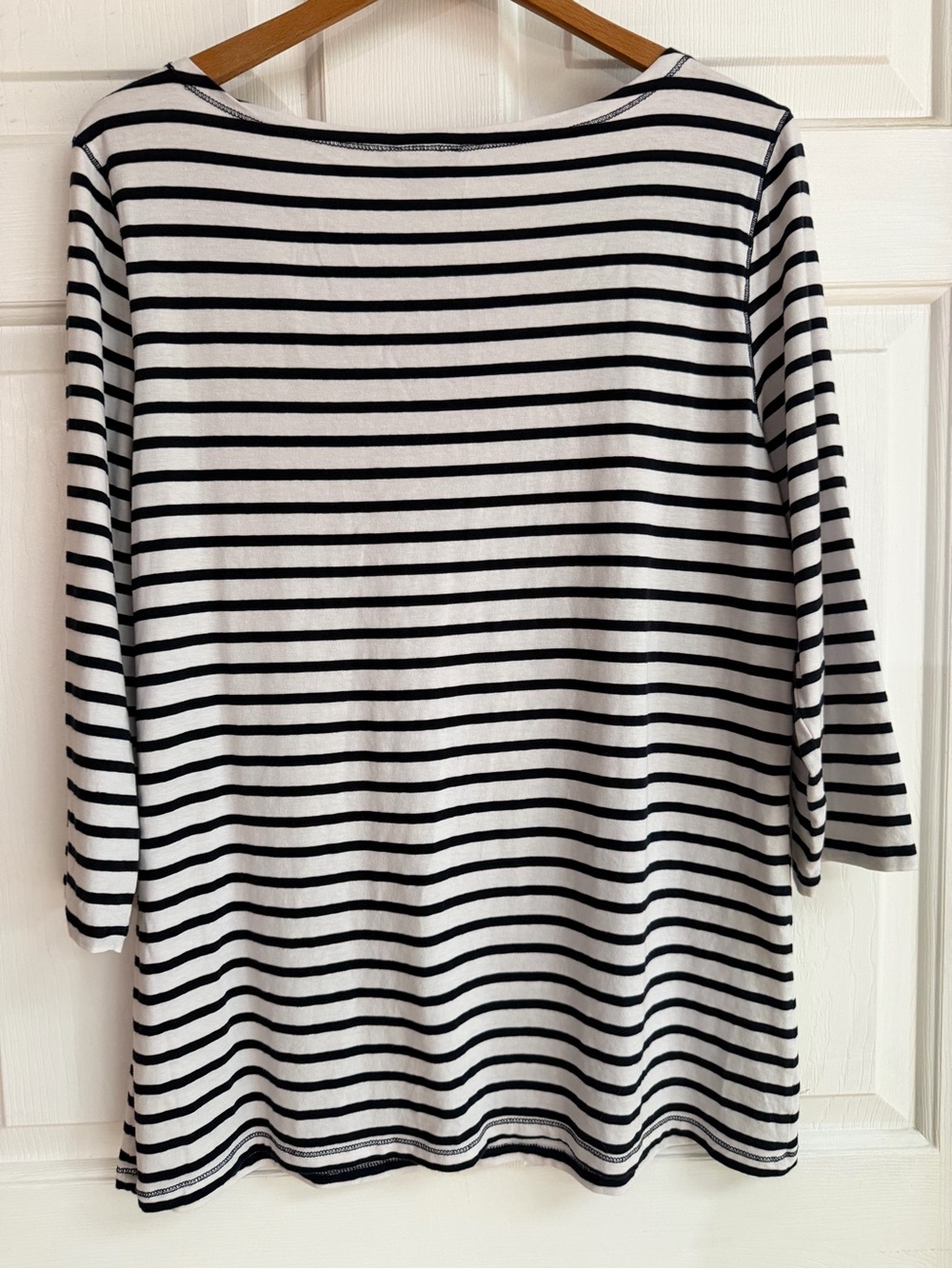 J. Jill Black and White Striped Boatneck Long Sleeve Top - Picture 4 of 5